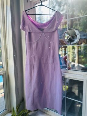 Vintage Herve Leger Lilac Off-Shoulder Midi Dress